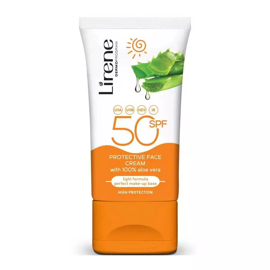 Lirene Sun Protective Face Cream With Aloe Vera Spf50, 50Ml